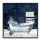 Stupell Industries Blue Damask Bathroom Framed Giclee Wall Art Design by Kim Allen
